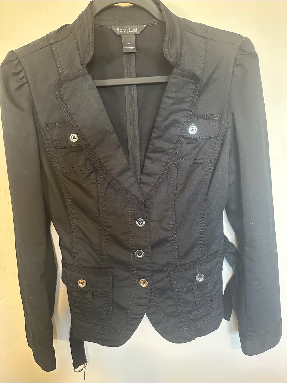 White House Black Market Black Fitted Women's Blazer with Button Details